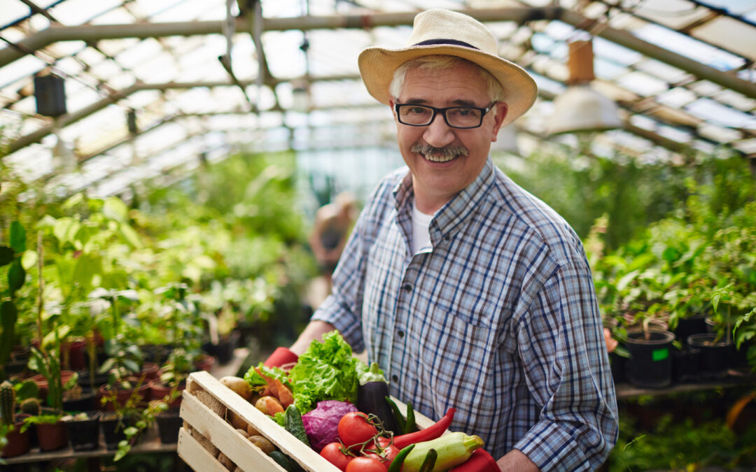 Homestead family working in garden